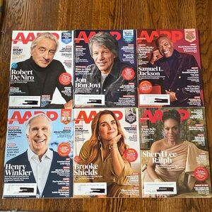 6 AARP Magazines - Jon Bon Jovi - Robert De Niro - Brooke Shields Henry Winkler